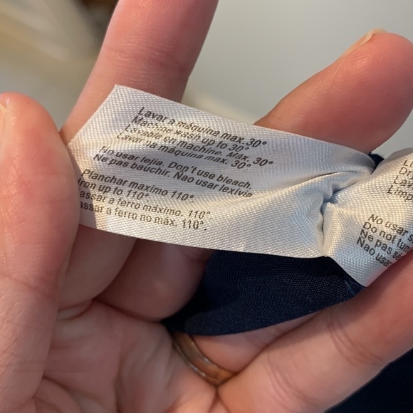 Yerse Navy Blue Lyocell Short Sleeve Knee Length Shift Dress Pockets Women Small - Picture 8 of 8